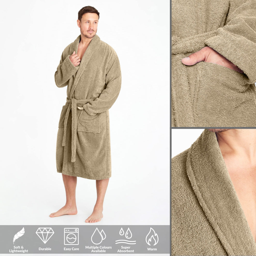 100% Cotton Bathrobe - Light Brown - Image 2