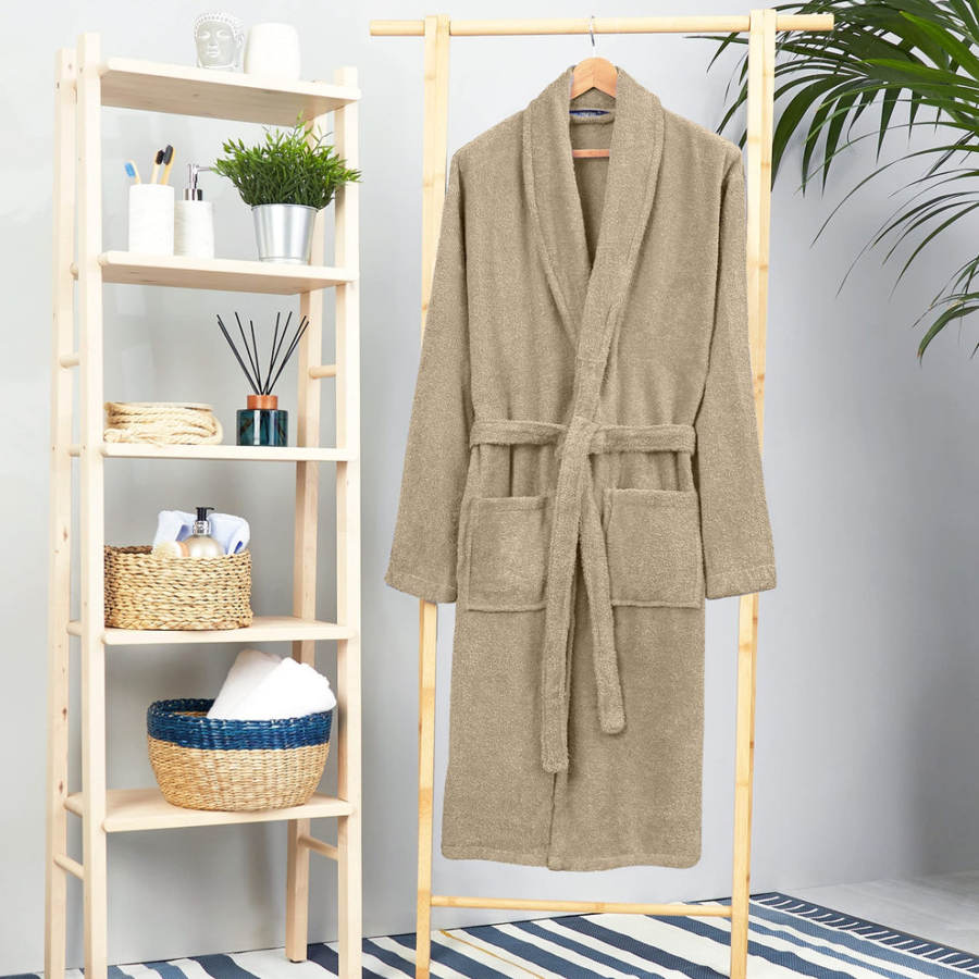 100% Cotton Bathrobe - Light Brown