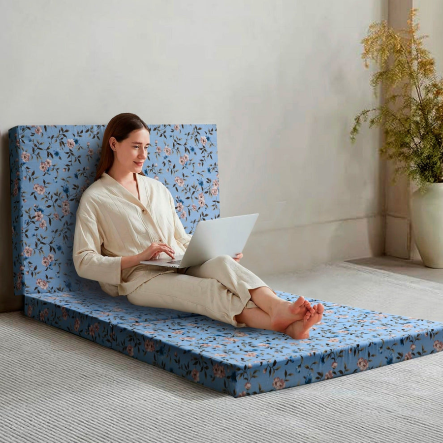 Foldable/Portable Mattress-Blue Bloom